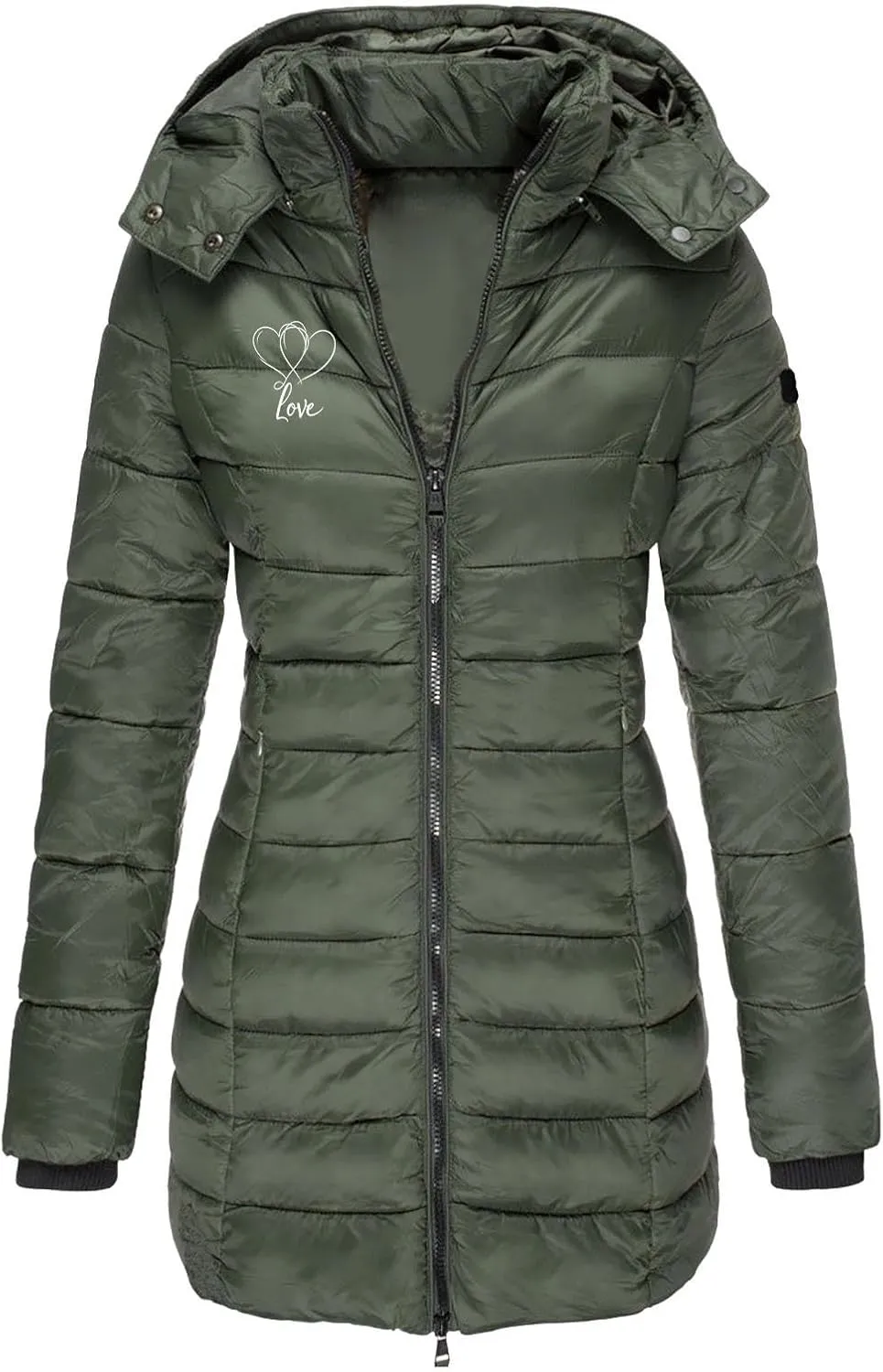 Womens Outfits Padded Jacket Hood Coat for Women Cuff Sleeve Warm Hooded Cardigan Fall Winter Outfits 2024