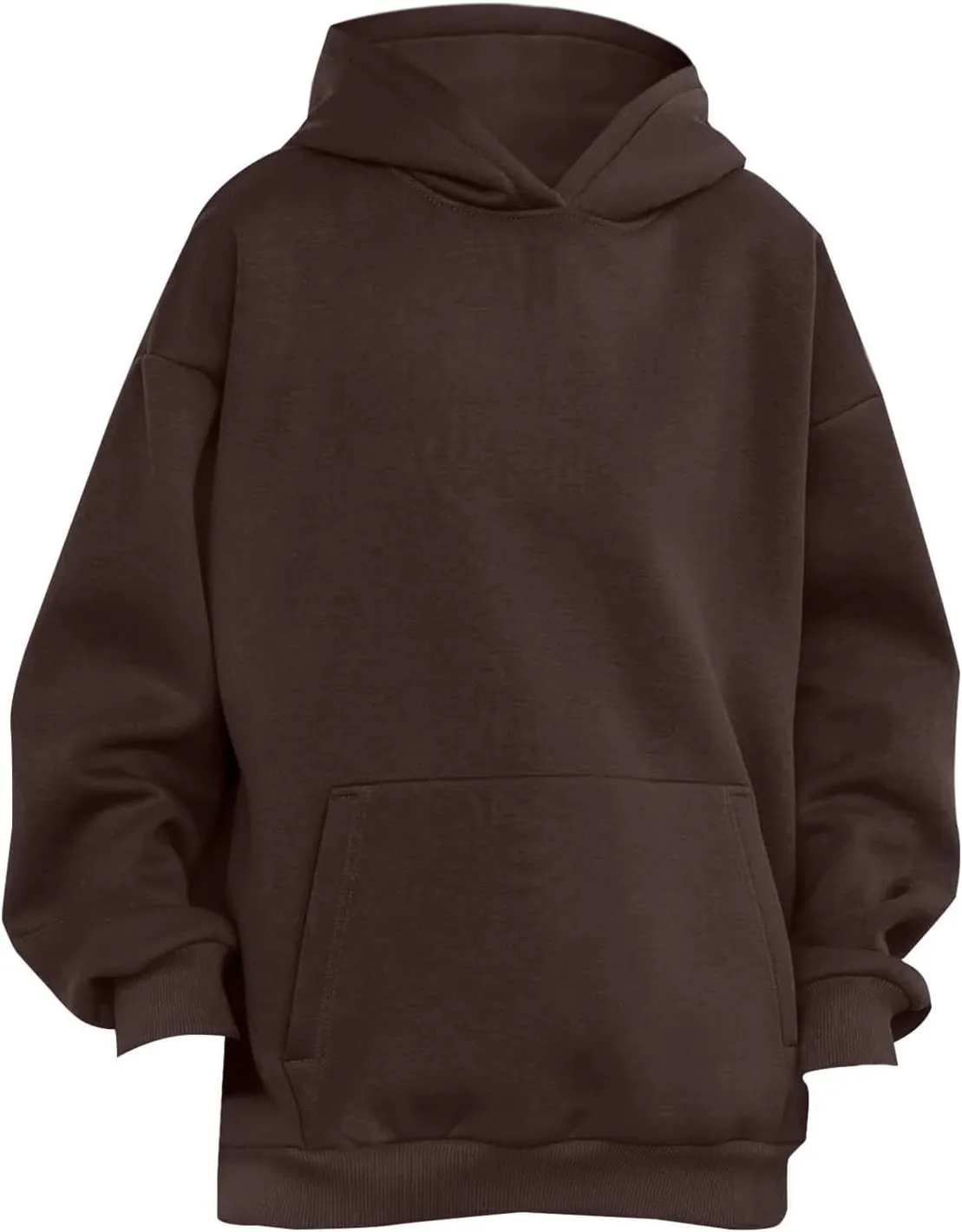 Womens Oversized Hoodie Fall Fashion 2024 Ribbed Cuffs Crewneck Sweatshirt Drop Shoulder Long Sleeve Tops With Pocket