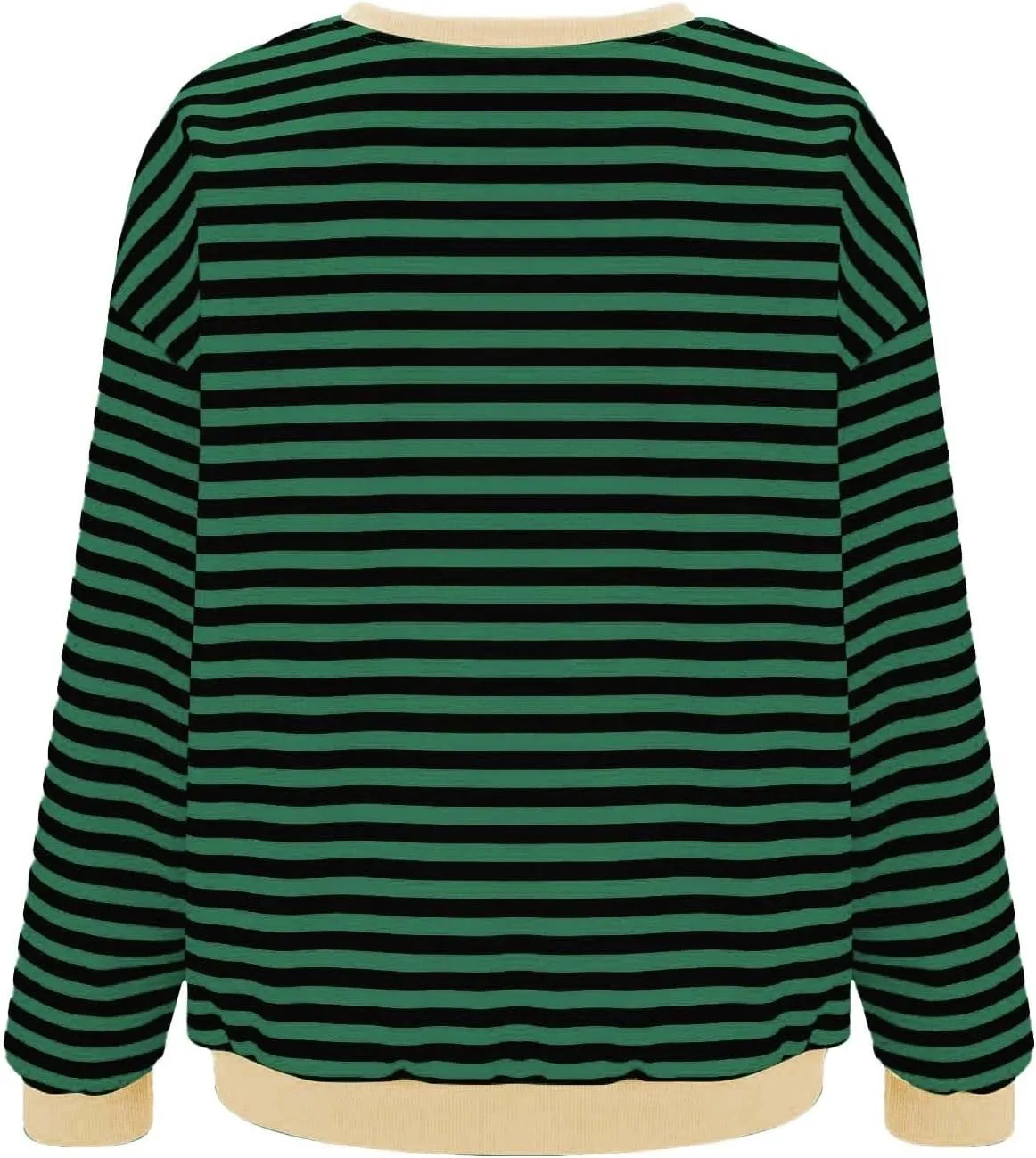 Womens Oversized Sweatshirts Striped Color Block Crewneck Long Sleeve Loose Fit Pullerover T Shirts Autumn Casual Tops