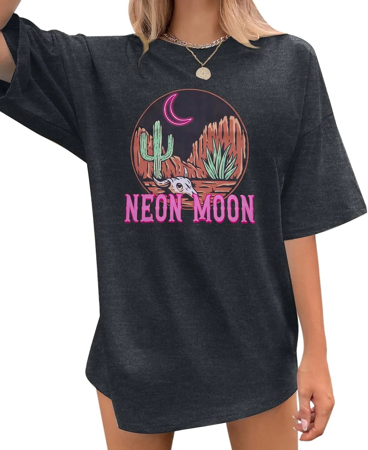 Women's Oversized T Shirts Neon Moon Shirts Classic Country Cowgirl T-Shirt Music Vintage Graphic Tee Tops