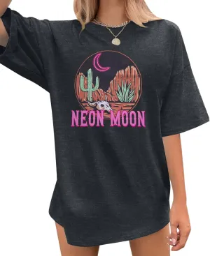 Women's Oversized T Shirts Neon Moon Shirts Classic Country Cowgirl T-Shirt Music Vintage Graphic Tee Tops