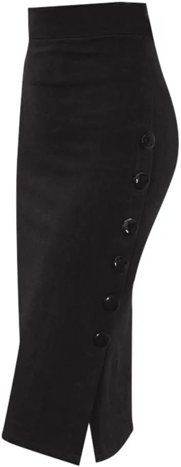 Womens Pencil Skirt Ladies High Waisted Button Slim fit skirts for women trendy Button Split Office Skirt Multiple Size