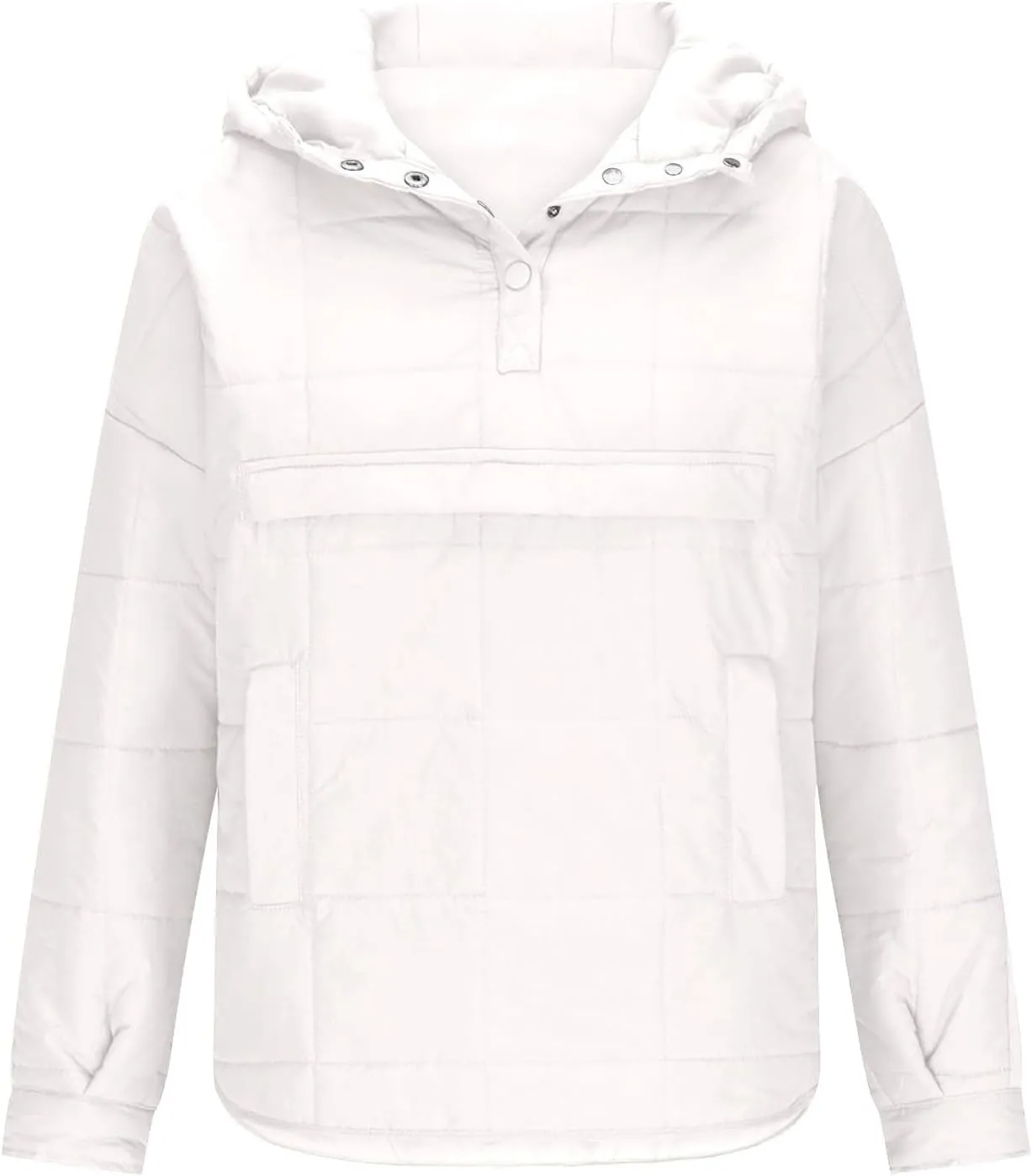 Women's Quilted Pullover Puffer Jacket Hooded Oversize Coat Tops Winter Warm Padded Hoodies Outwear with Pockets