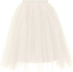 Women's Summer Casual Loose Trendy Elastic High Waist Solid Color Fluffy Mesh Party Flowy A-Line Latin Skirts, M-XL