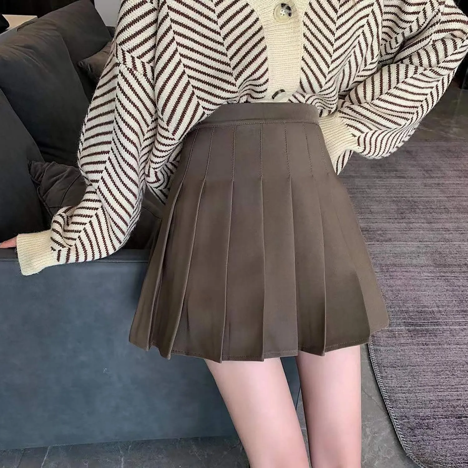 Women's Sundresses 2025 Summer Casual Loose Trendy Elastic High Waist Solid Color Pleated Sun Beach Mini Skirts, XS-3XL
