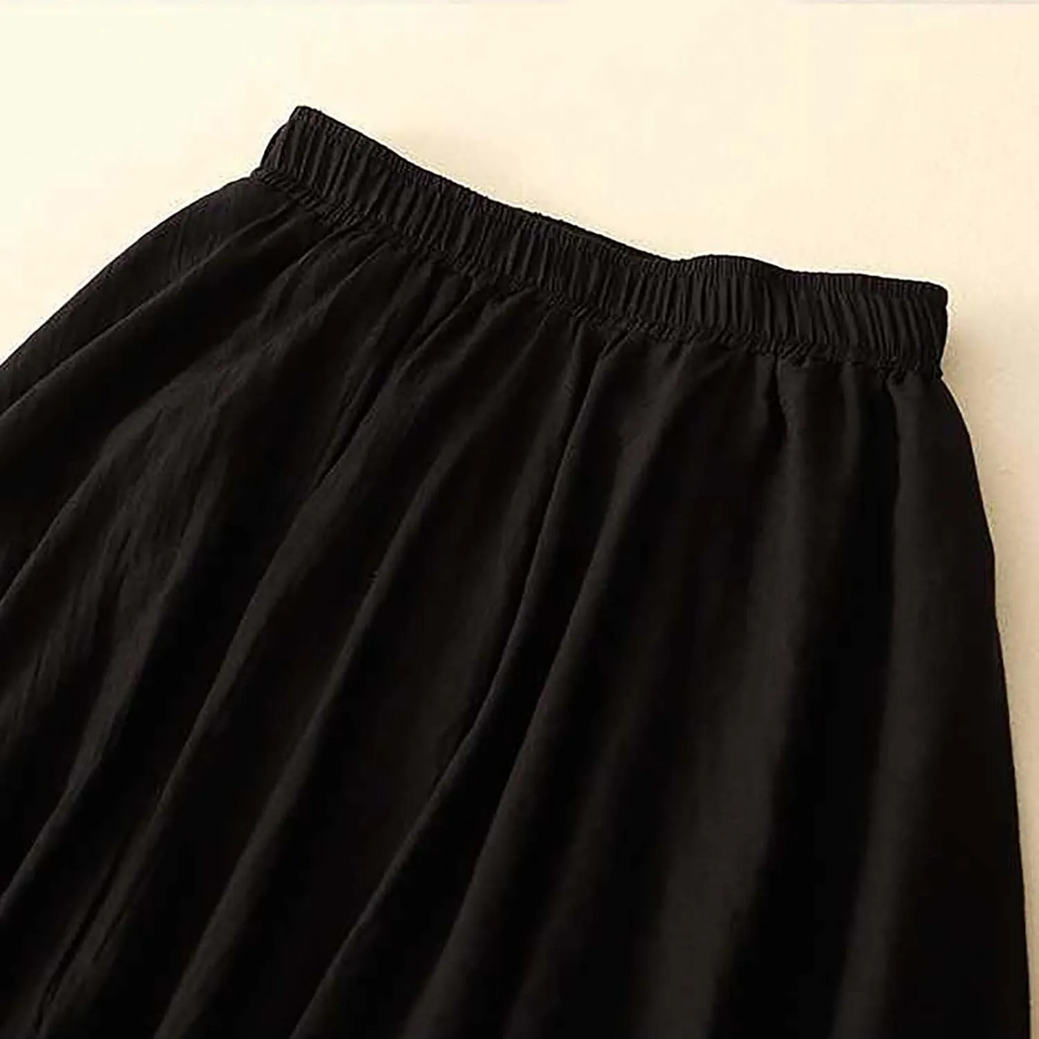 Women's Trendy Solid Ankle Ruffle Skirts Casual High Waist Elastic Midi Skirt Loose Pleated Flowy Hem Lounge Skirt