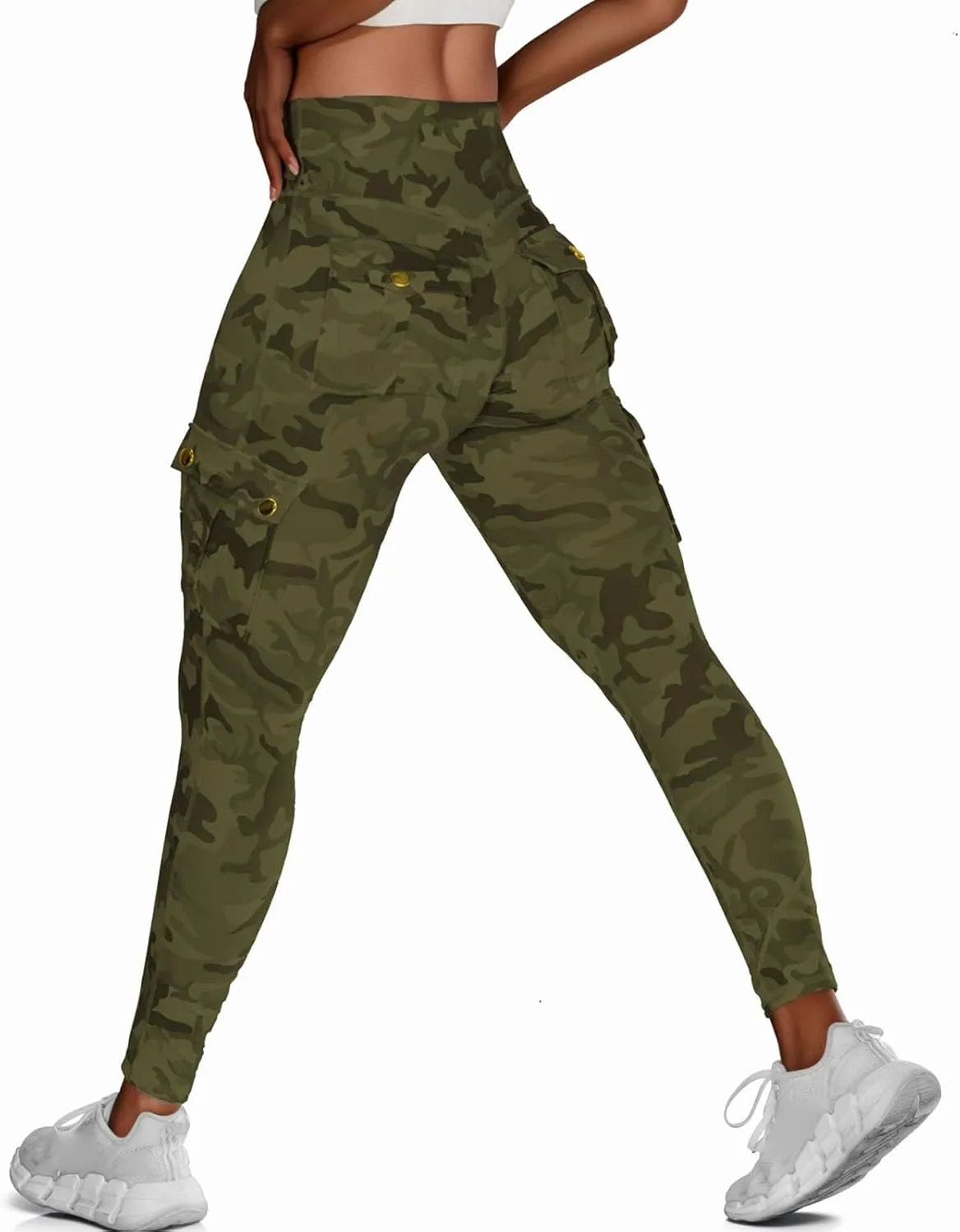 Womens Yoga Pants Camouflage Tummy Control Athletic Pant Butt Lifting Quick-Drying Workout Pant High Waist Cargo Pants