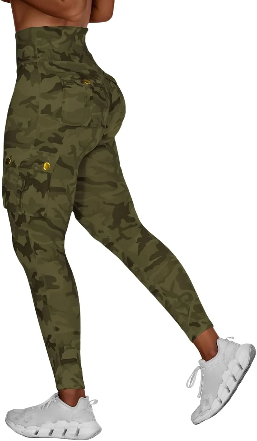 Womens Yoga Pants Camouflage Tummy Control Athletic Pant Butt Lifting Quick-Drying Workout Pant High Waist Cargo Pants
