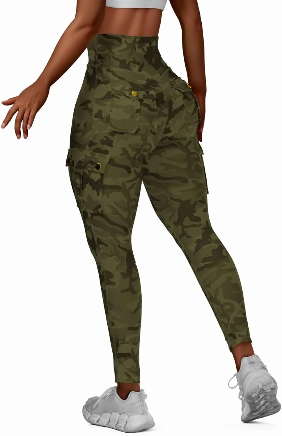 Womens Yoga Pants Camouflage Tummy Control Athletic Pant Butt Lifting Quick-Drying Workout Pant High Waist Cargo Pants