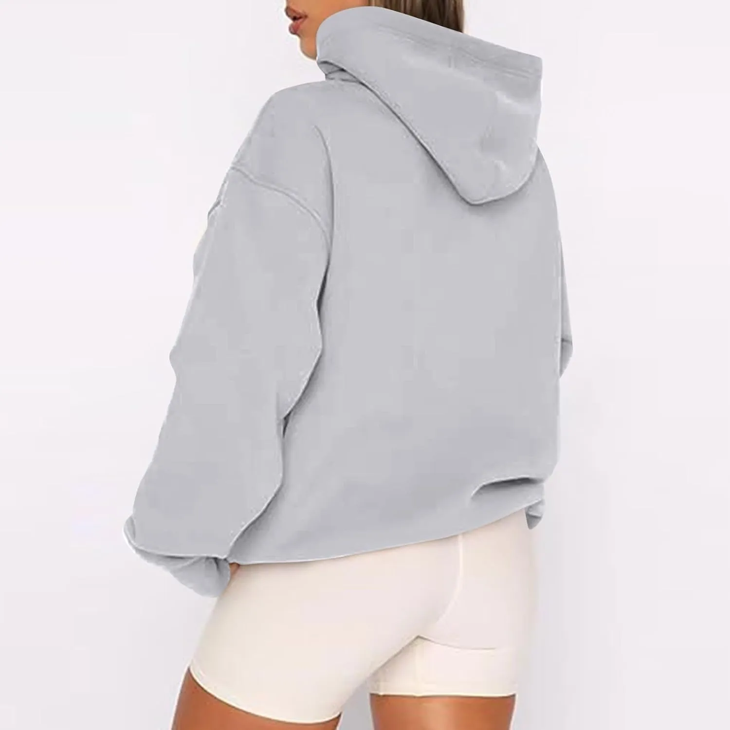Womens Zip Up Hoodies Oversized Long Sleeve Fleece Jacket with Pockets Casual Comfy Loose Hooded Sweatshirt Outerwear
