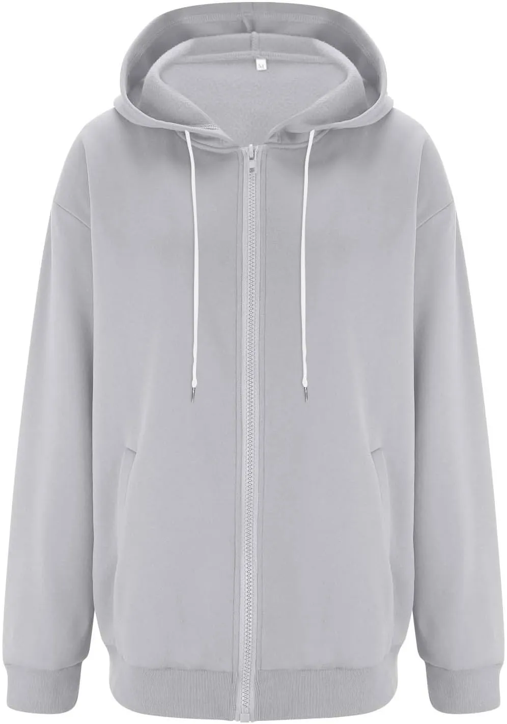 Womens Zip Up Hoodies Oversized Long Sleeve Fleece Jacket with Pockets Casual Comfy Loose Hooded Sweatshirt Outerwear