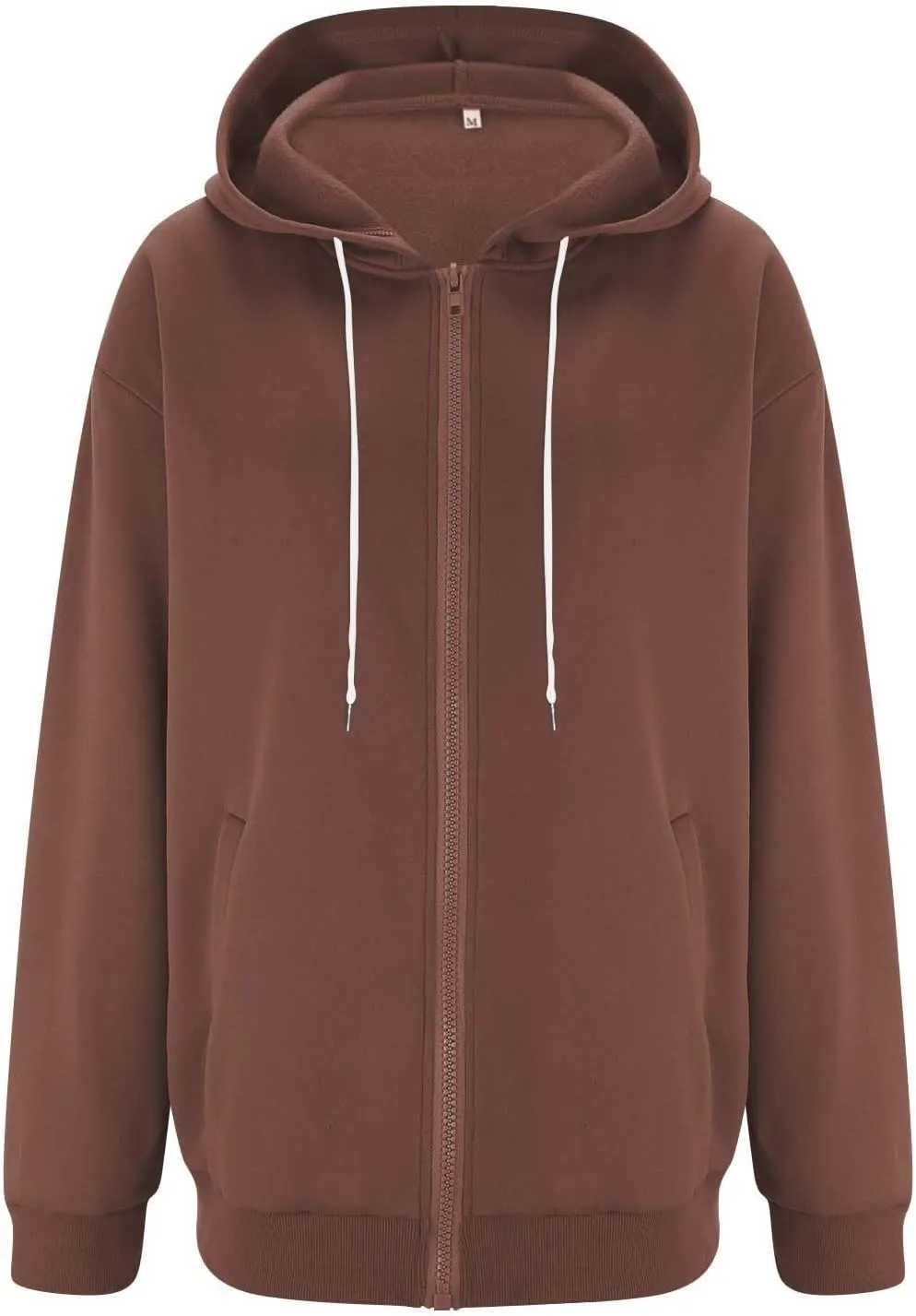 Womens Zip Up Hoodies Oversized Long Sleeve Fleece Jacket with Pockets Casual Comfy Loose Hooded Sweatshirt Outerwear