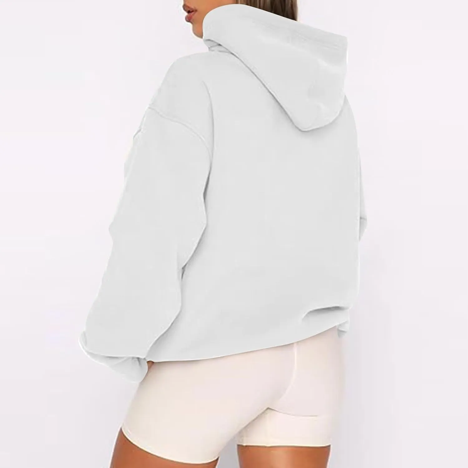 Womens Zip Up Hoodies Oversized Long Sleeve Fleece Jacket with Pockets Casual Comfy Loose Hooded Sweatshirt Outerwear