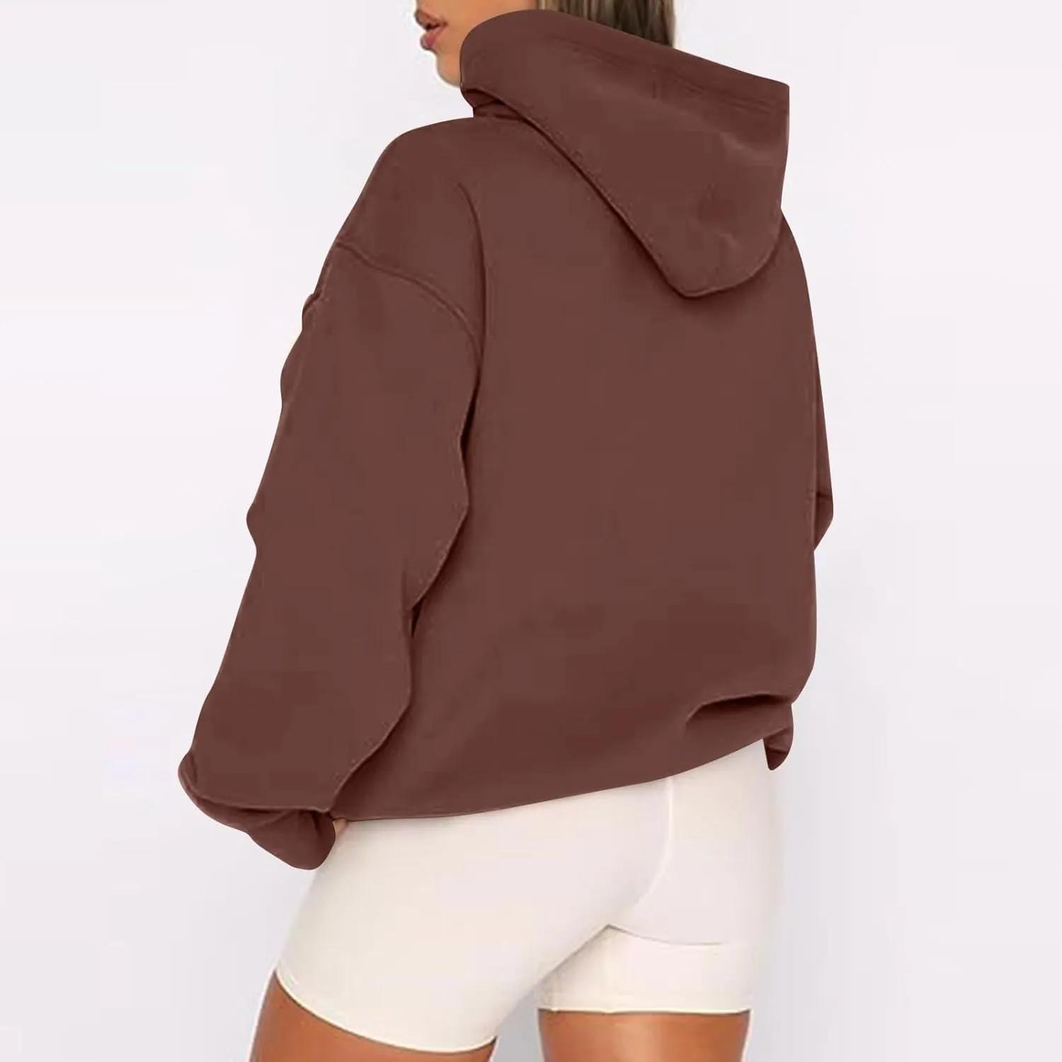 Womens Zip Up Hoodies Oversized Long Sleeve Fleece Jacket with Pockets Casual Comfy Loose Hooded Sweatshirt Outerwear