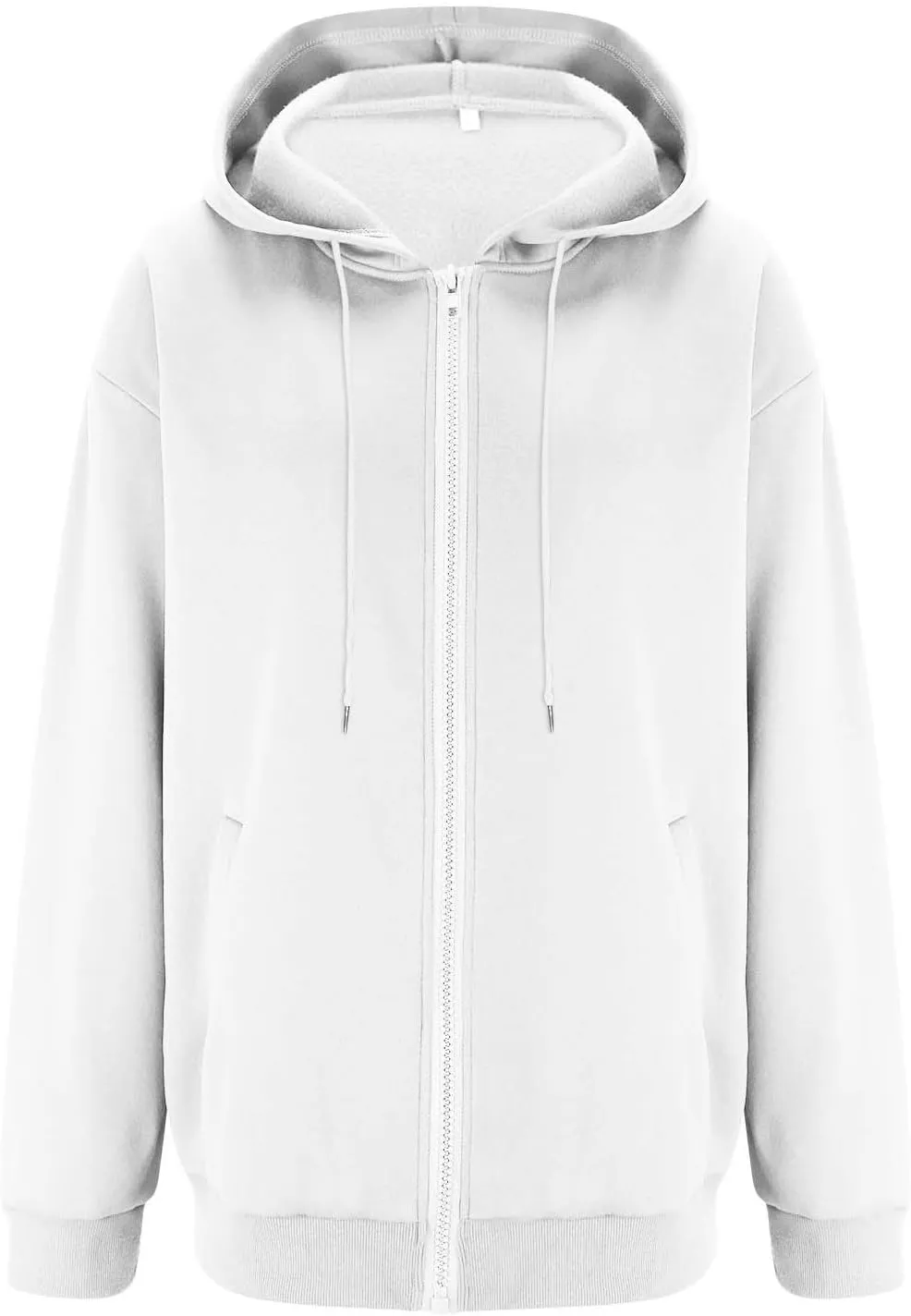 Womens Zip Up Hoodies Oversized Long Sleeve Fleece Jacket with Pockets Casual Comfy Loose Hooded Sweatshirt Outerwear