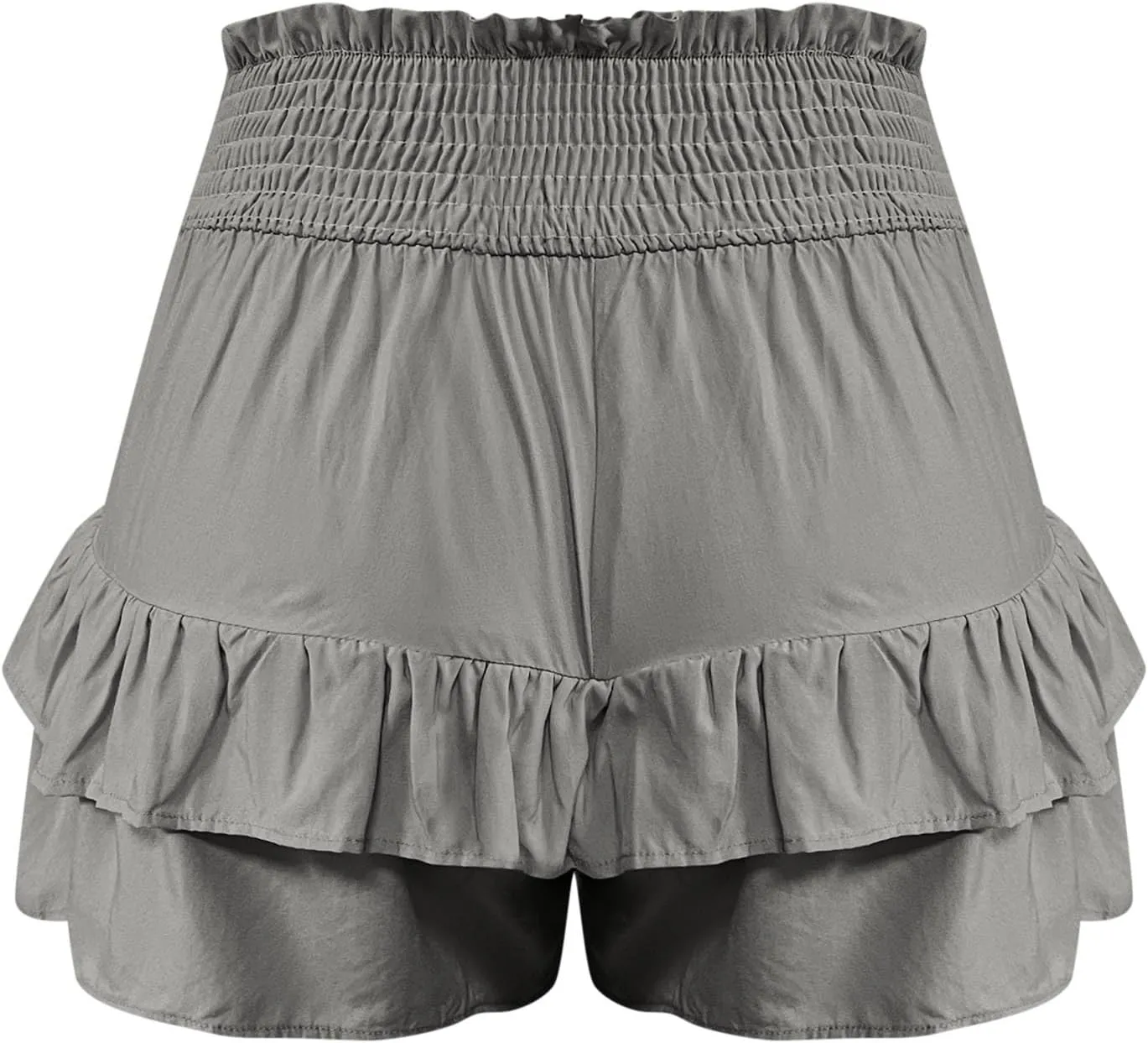 yardsong Shorts for Women 2024 Trendy Smocked High Waisted Ruffle Flowy Shorts Pleated Casual Loose Fit Boho Beach Shorts