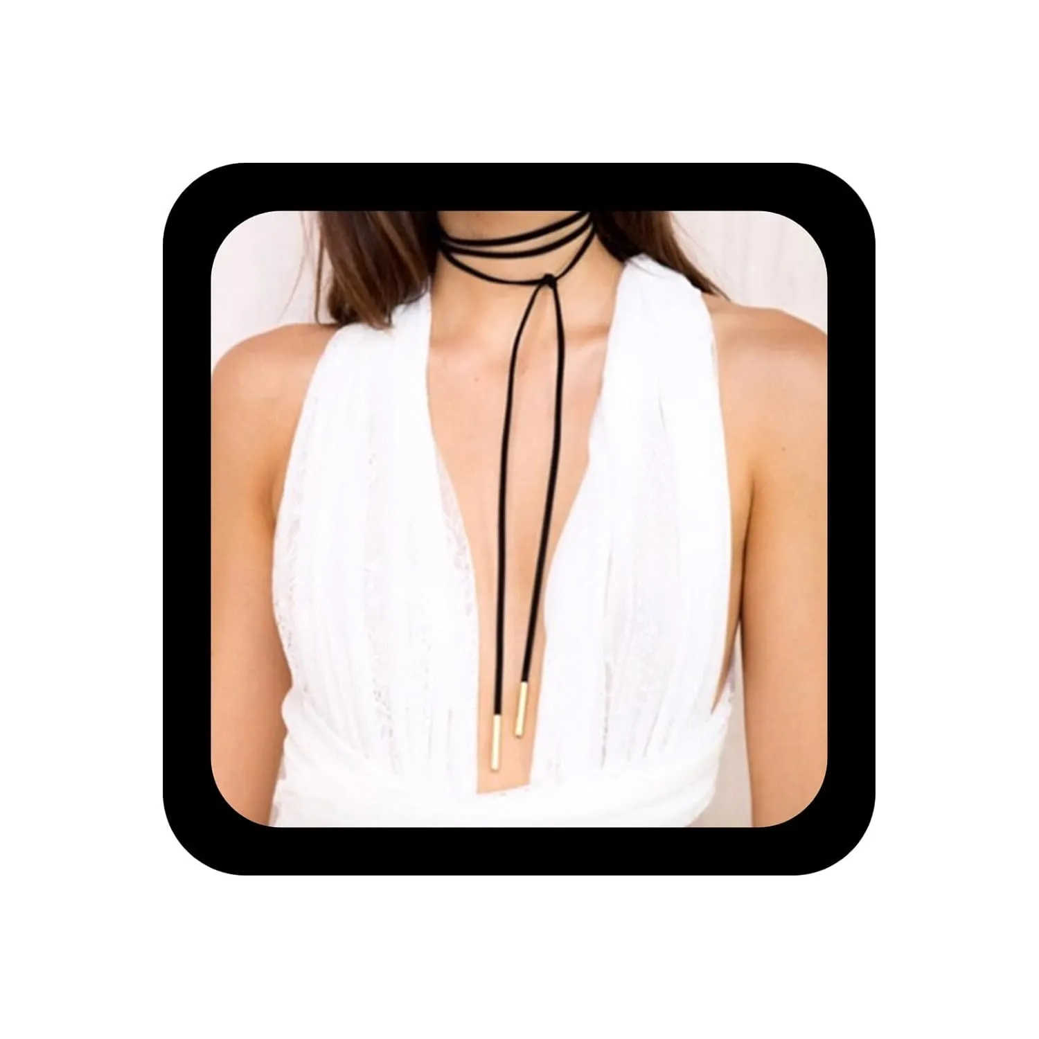YienDoo Gothic Velvet Long Choker Necklace Metal Bar Pendant Sexy Hippie Suede Rope Necklace Chain Long Wrap Lariat Y Necklaces Black Rock Layered Leather Necklaces for Women
