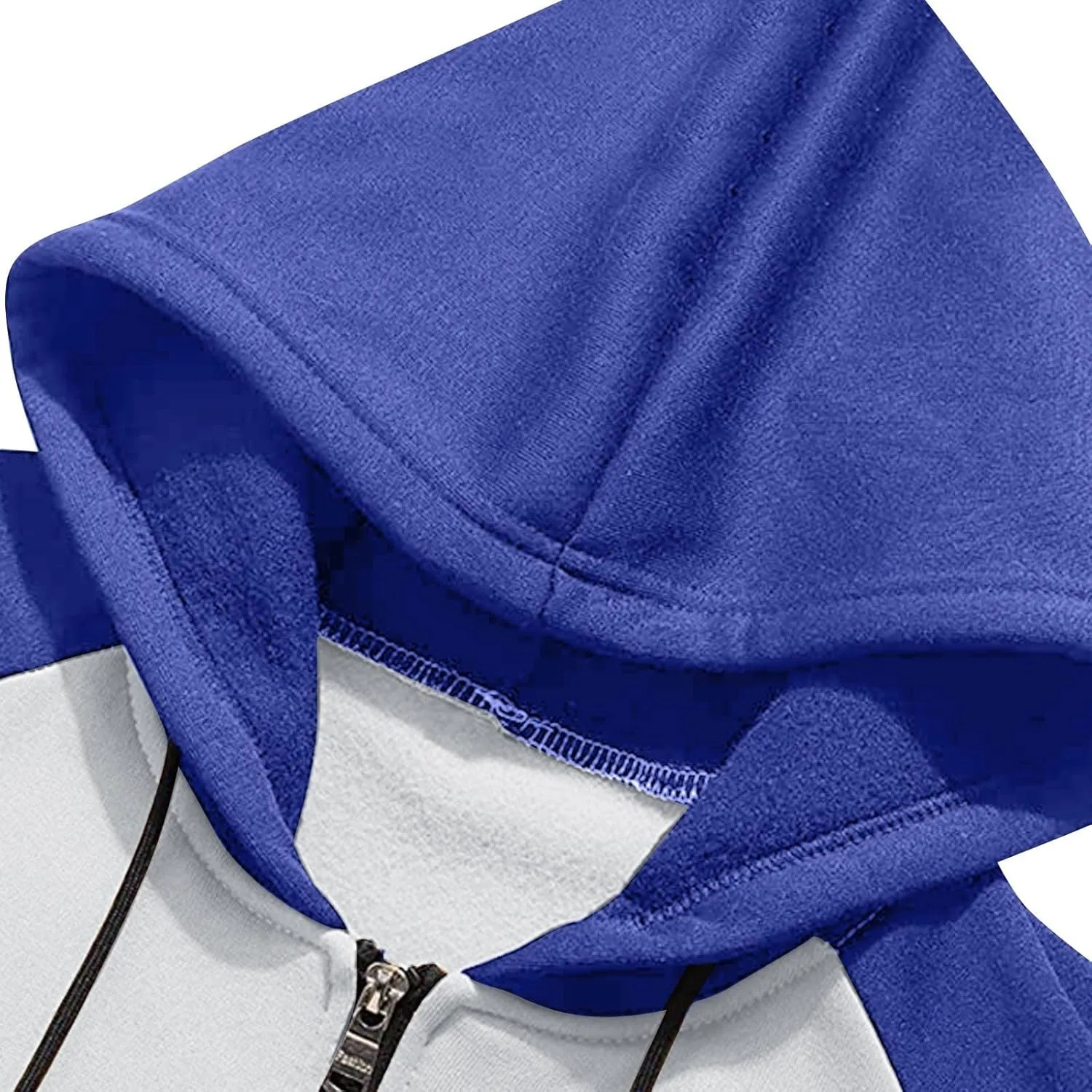 Ymosrh Men's Hoodie Color Contrast Zipper Cardigan Hooded Sweatshirt Plus Size Casual Plush Outwear Hoodies, M-3XL