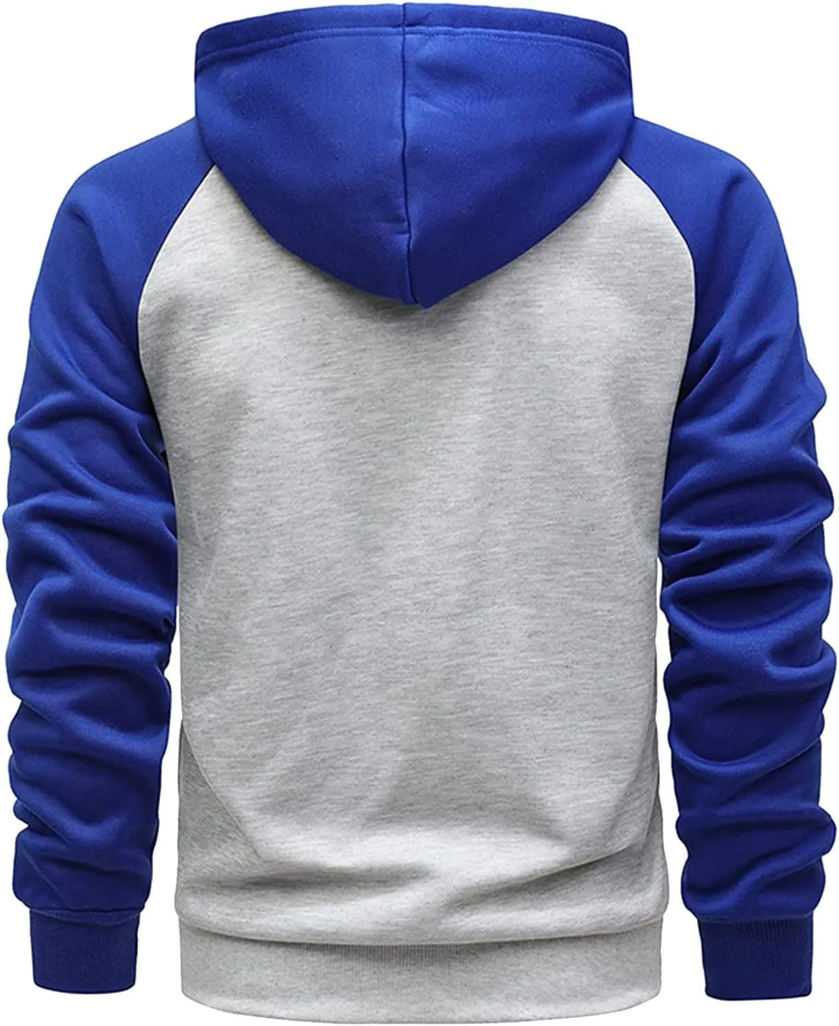 Ymosrh Men's Hoodie Color Contrast Zipper Cardigan Hooded Sweatshirt Plus Size Casual Plush Outwear Hoodies, M-3XL