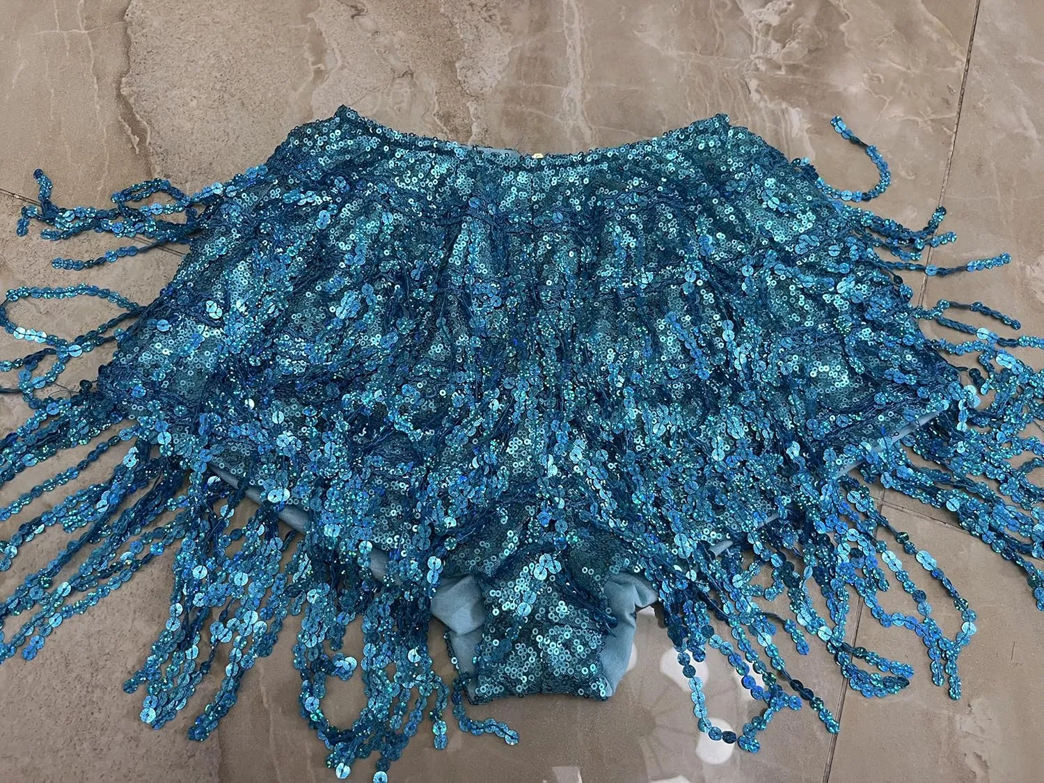 Yollmart Women's Sequins Tassel Skirts Shorts Booty Dance Festival Bottoms
