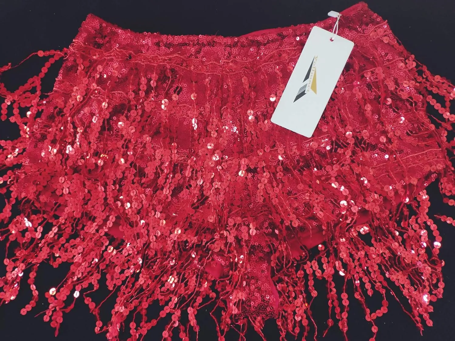 Yollmart Women's Sequins Tassel Skirts Shorts Booty Dance Festival Bottoms