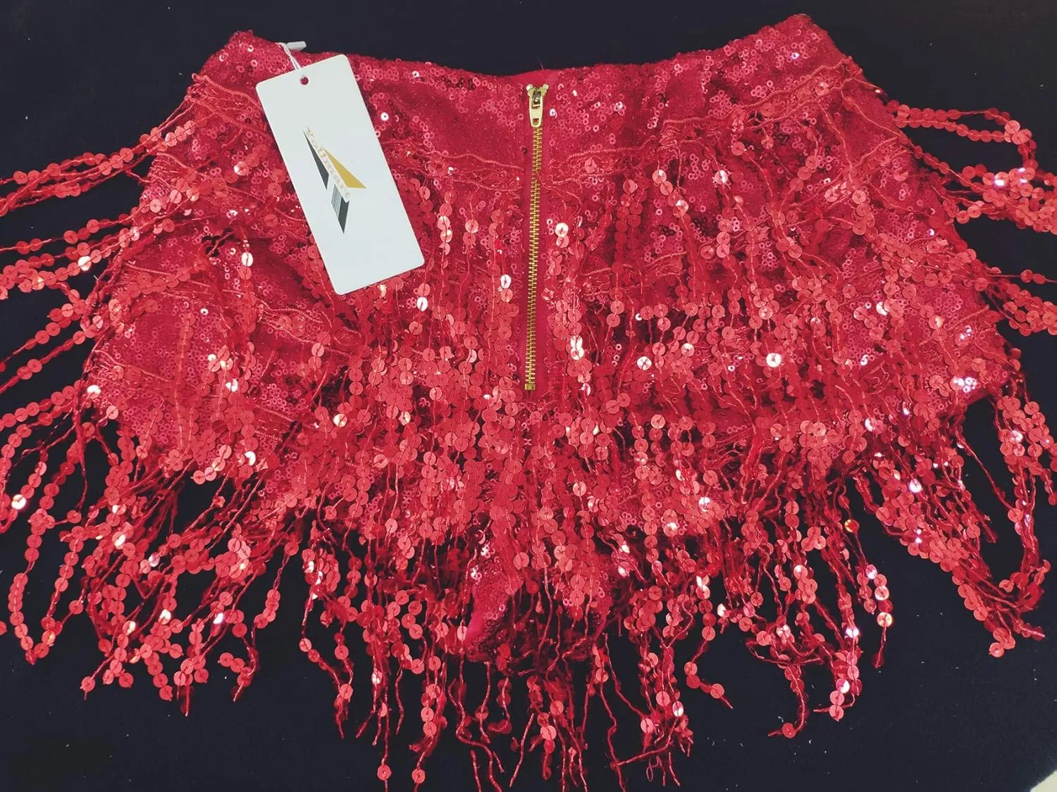 Yollmart Women's Sequins Tassel Skirts Shorts Booty Dance Festival Bottoms