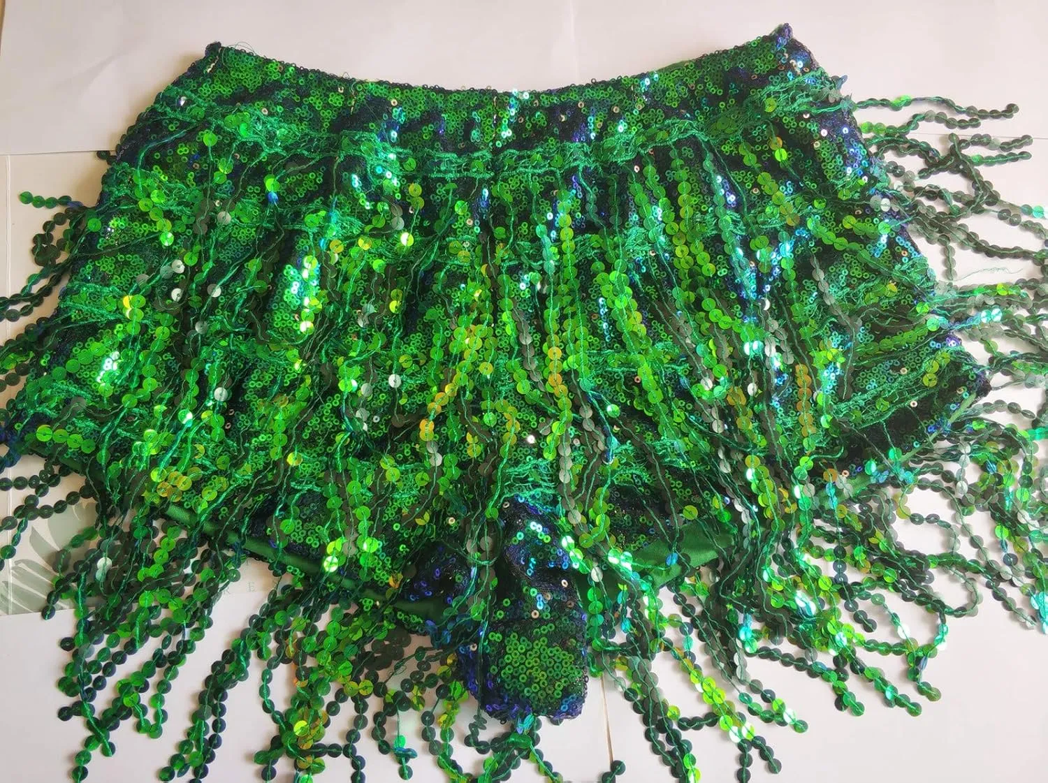 Yollmart Women's Sequins Tassel Skirts Shorts Booty Dance Festival Bottoms