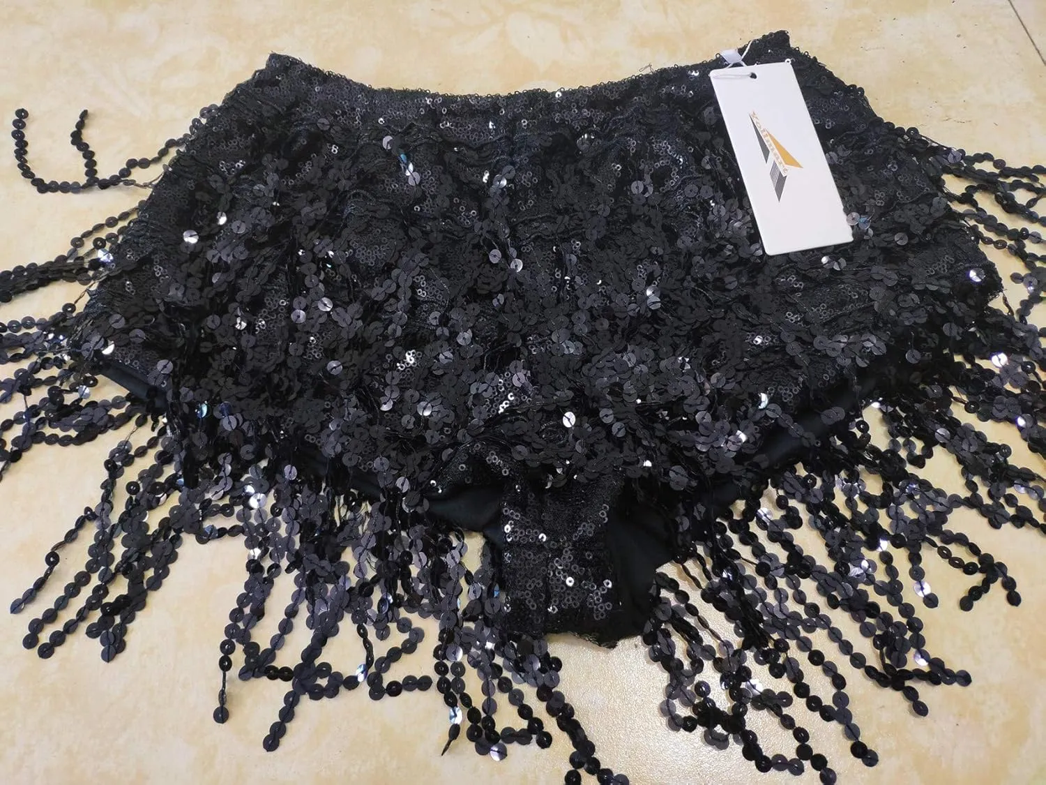 Yollmart Women's Sequins Tassel Skirts Shorts Booty Dance Festival Bottoms