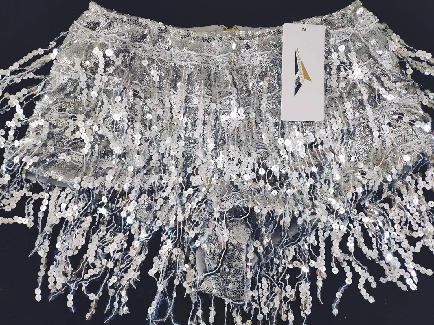 Yollmart Women's Sequins Tassel Skirts Shorts Booty Dance Festival Bottoms