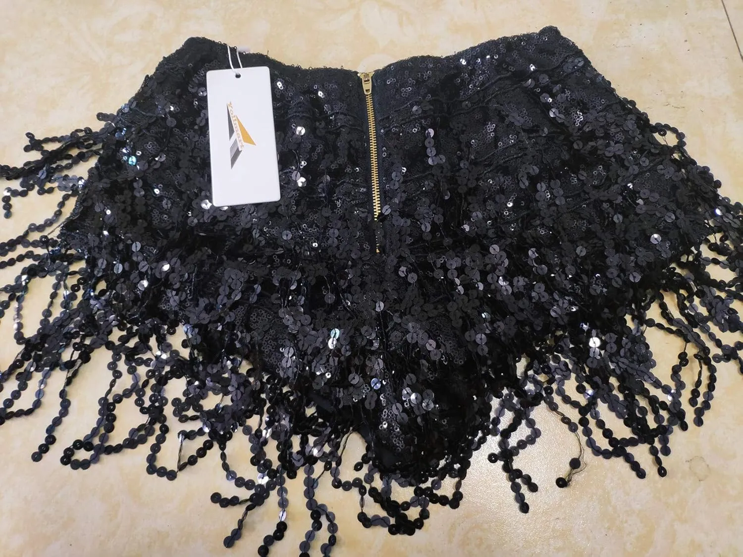 Yollmart Women's Sequins Tassel Skirts Shorts Booty Dance Festival Bottoms
