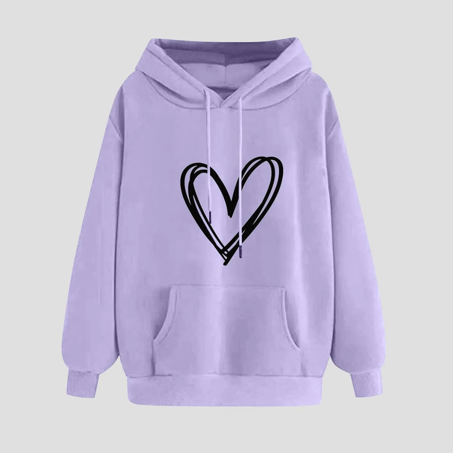 YRAETENM Heart Hoodies for Women Valentine's Day Drawstring Long Sleeve Sweatshirts Cute Holiday Pullover Tops with Pockets