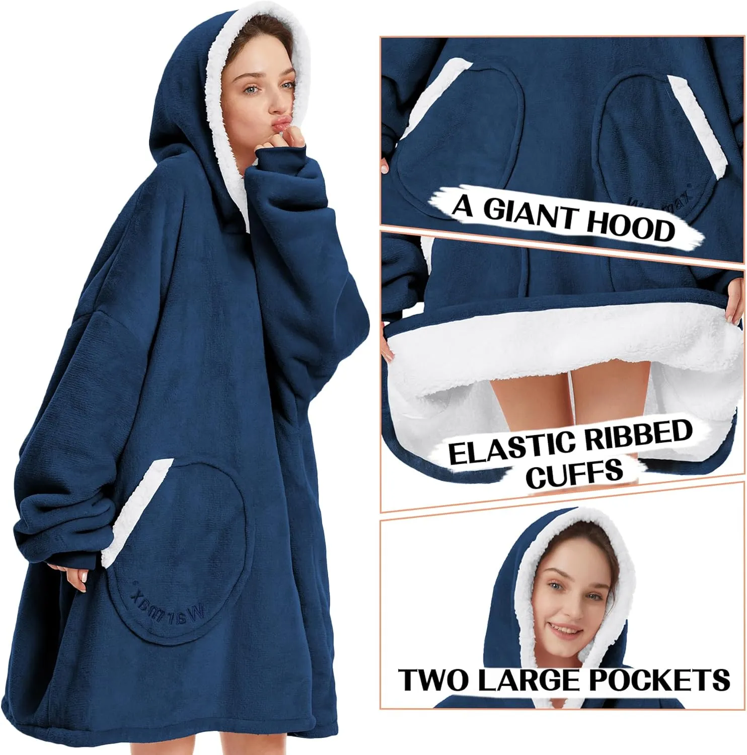 Zando Blanket Hoodie Wearable Blanket Kids and Adult Gift Comfy Blanket Hoodie Oversized Sweatshirt Sherpa Fleece