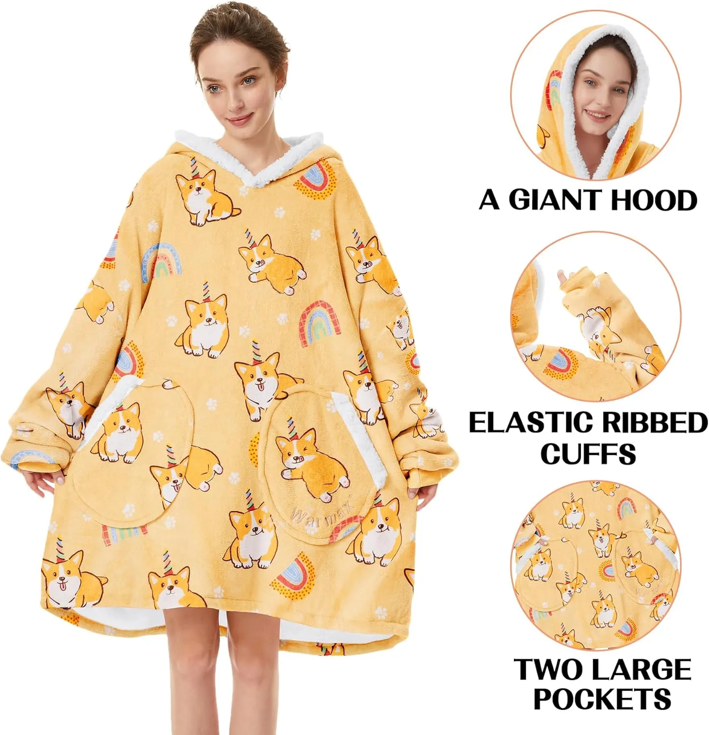 Zando Blanket Hoodie Wearable Blanket Kids and Adult Gift Comfy Blanket Hoodie Oversized Sweatshirt Sherpa Fleece