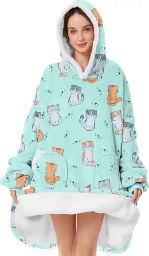 Zando Blanket Hoodie Wearable Blanket Kids and Adult Gift Comfy Blanket Hoodie Oversized Sweatshirt Sherpa Fleece