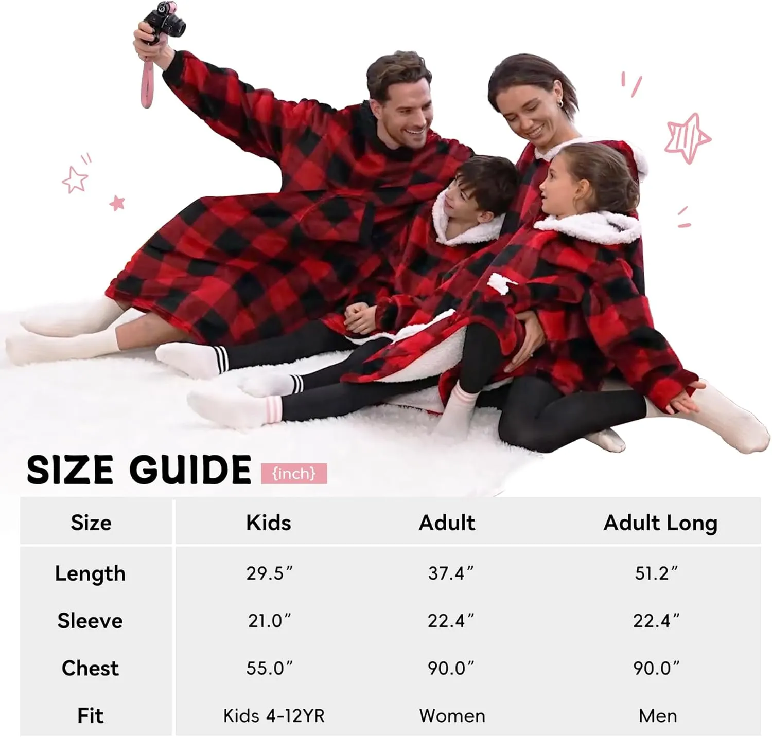 Zando Blanket Hoodie Wearable Blanket Kids and Adult Gift Comfy Blanket Hoodie Oversized Sweatshirt Sherpa Fleece