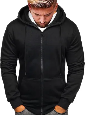 Zip Up Hoodies for Men Casual Pullover Hoodie Fall Winter Drawstring Hooded Sweatshirts Long Sleeve Hoodie