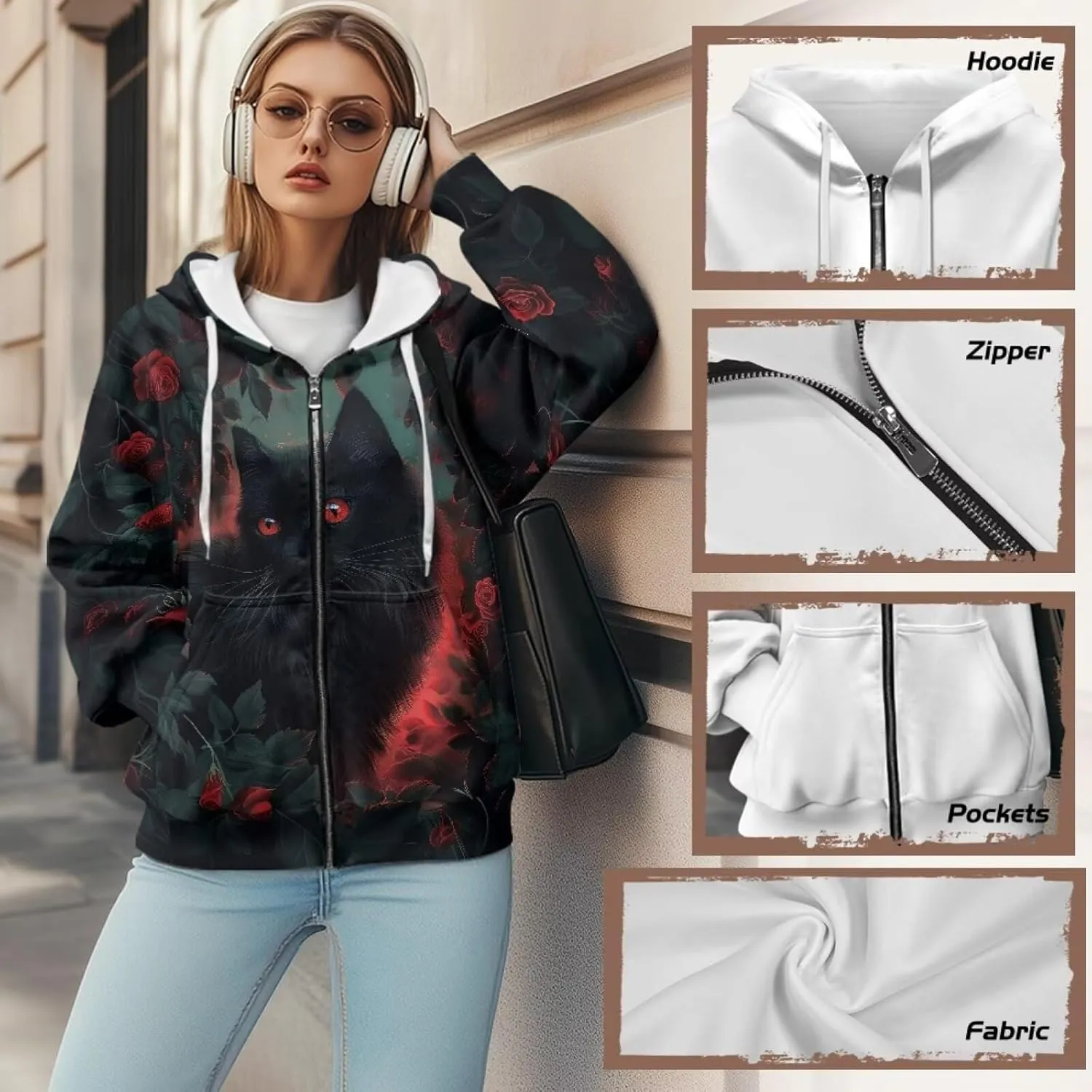 Zipper Hoodies for Women Oversized Sweatshirt with Pockets Sweater Hooded Sweatshirt Fall Clothes Activewear