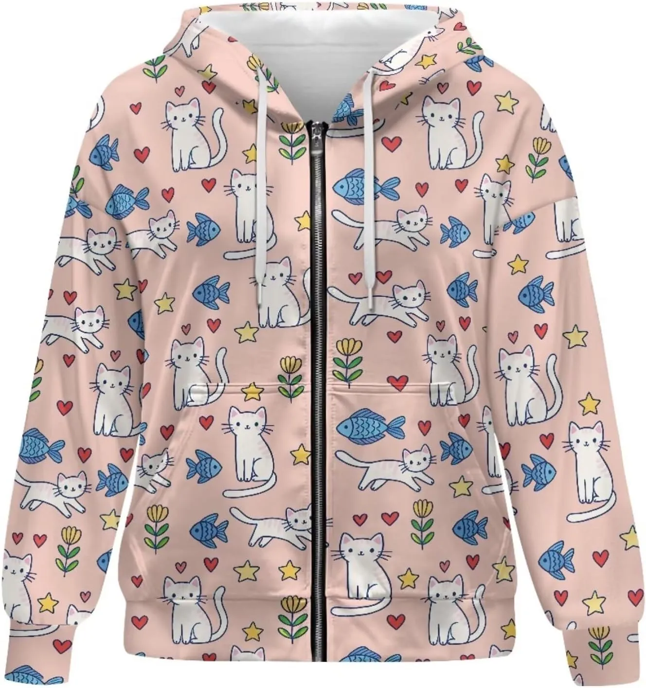 Zipper Hoodies for Women Oversized Sweatshirt with Pockets Sweater Hooded Sweatshirt Fall Clothes Activewear